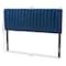 Baxton Studio Emile ModernNavy Blue Velvet Upholstered and Dark Brown Finished Wood Headboard-Full 200-12401-ZORO - alternate 4
